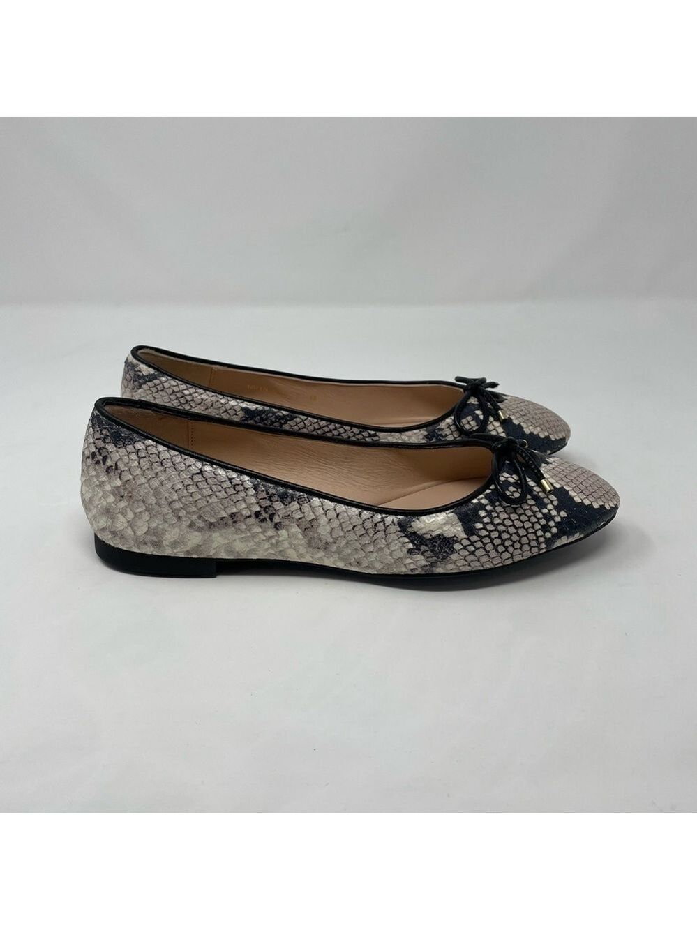Nib Stuart Weitzman Gabby Ballet Leather Snakeskin Print Flats Roccia - Sz 7 - Picture 5 of 9